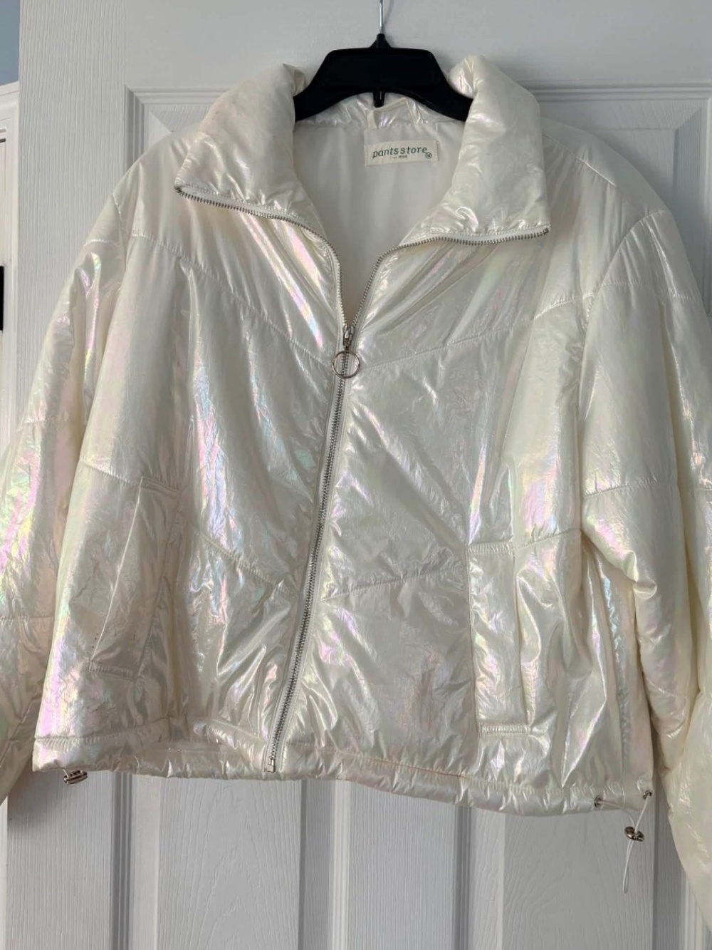 White shiny puffer vest from Pants Store